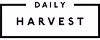 Logo with the words DAILY HARVEST in uppercase black letters inside a rectangular border with gaps at the corners.