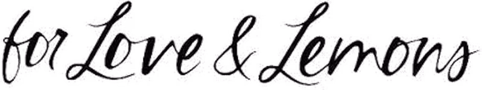 Stylized handwritten text reading 'for Love & Lemons' in black script lettering.