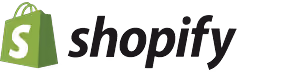 Shopify logo with a green shopping bag icon containing a white stylized 'S' next to the black word 'shopify' in lowercase letters.