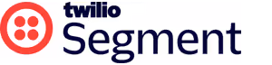 Twilio Segment logo featuring a red circle with four white dots inside, next to the word 'twilio' in bold and the word 'Segment' in large navy blue text.