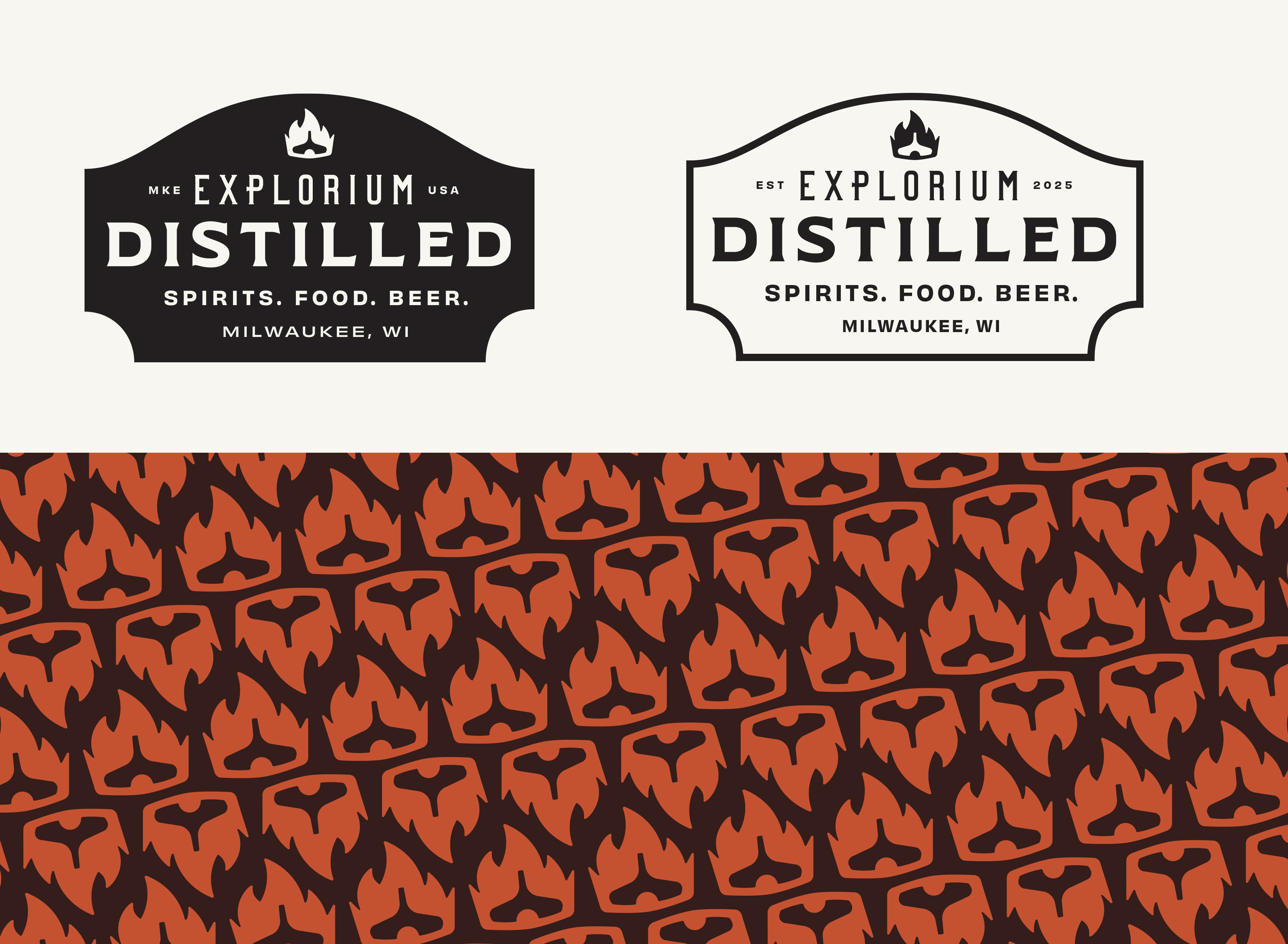 Explorium Distilled Milwaukee Alt Logo and Pattern