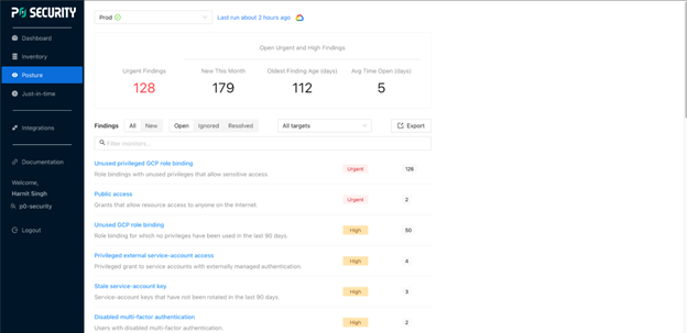 Posture at a glance screen