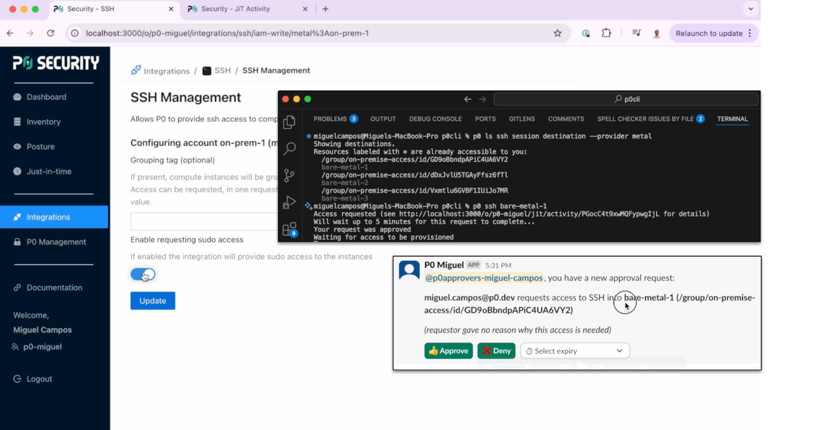 P0 SSH management screen
