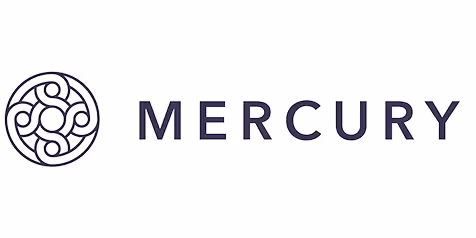 Mercury company logo featuring a circular abstract symbol to the left of the word MERCURY in uppercase.