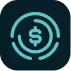 Glowing turquoise dollar sign symbol inside broken circular shapes on dark background.