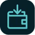 Icon of an arrow pointing down into a wallet indicating money deposit.