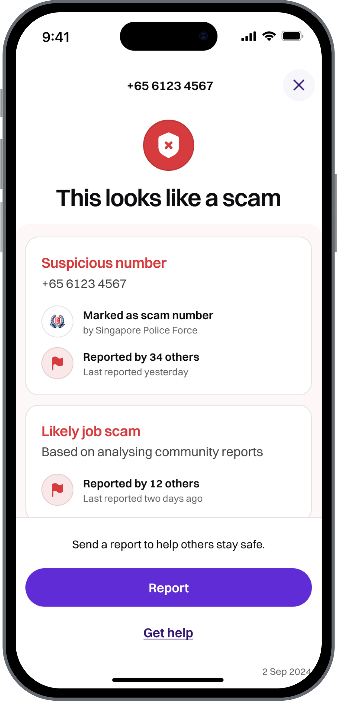 phone screen showing a number search section