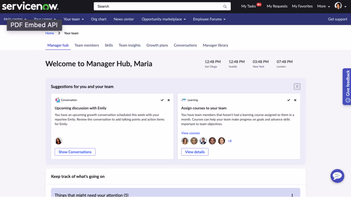 Manager Hub in ServiceNow HRSD platform