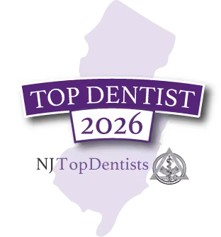 Purple silhouette of New Jersey with a banner reading Top Dentist 2026 and NJTopDentists text below.