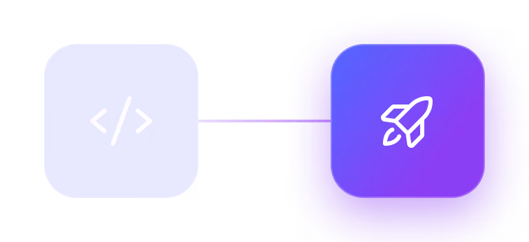 Code linked by a solid line to a highlighted deployment icon: new code is deployed to the worker.