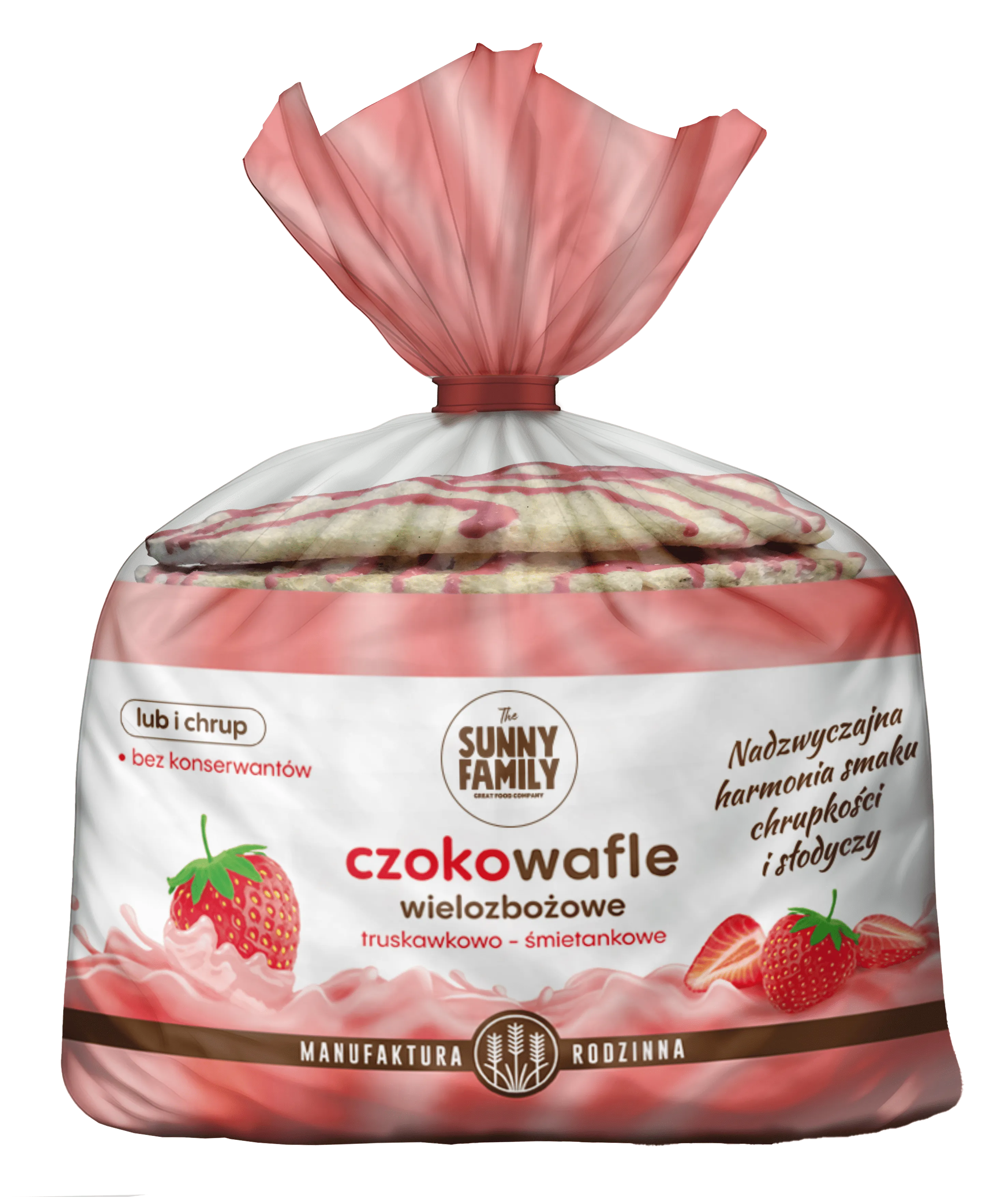 Opakowanie Czokowafle Truskawkowo-śmietankowe Sunny Family, 140 g