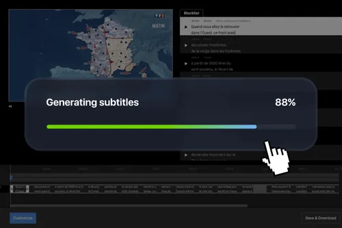 A screenshot of a screen with the text generating subtitles.
