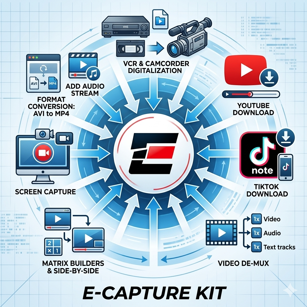 Shows what tools make up the E-Capure Kit