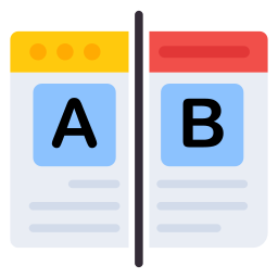 A/B-Test-Symbol mit zwei Buchstabenblöcken – steht für gezieltes Testen und Conversion-Optimierung