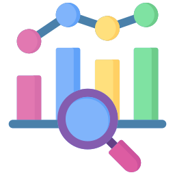Diagramm mit Lupe – steht für A/B-Tests und datengetriebene Optimierung