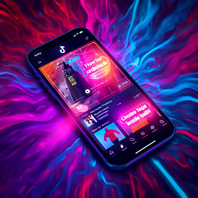 Smartphone mit Shoppable Video-Interface und eingeblendeten Produktanzeigen.