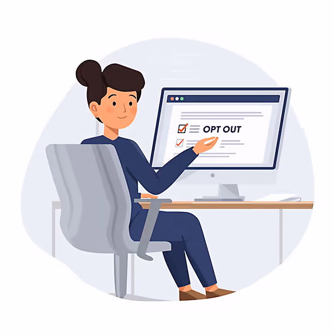 Business-Team klickt gemeinsam auf einen großen Opt-out-Button am Bildschirm – Symbol für kollektiven Widerspruch gegen LinkedIn KI-Training.