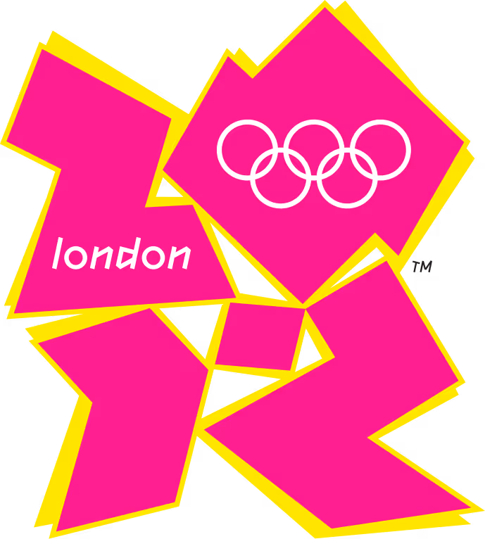 Offizielles London 2012 Olympia-Logo mit pinkem, kantigem Design - umstrittenes Rebranding mit auffälliger Form.