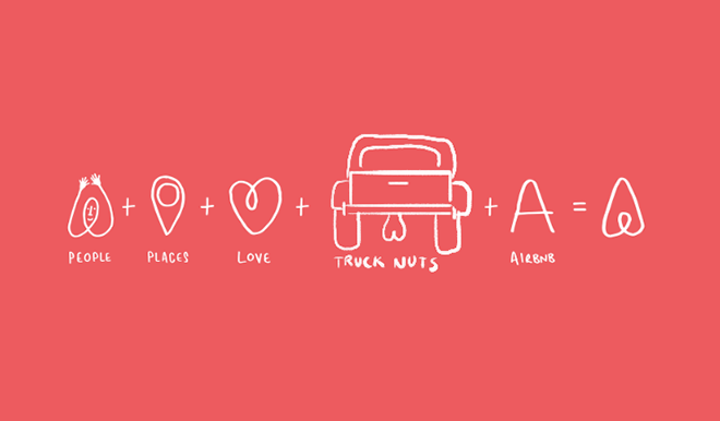 Airbnb Logo 2014 mit neuem ‚Bélo‘-Symbol - minimalistisches rosa Icon, das international Spott auslöste.
