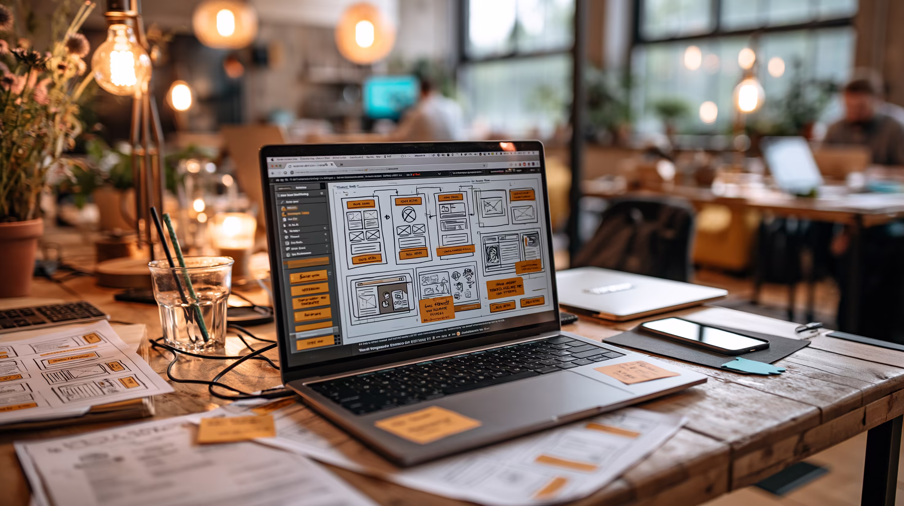 Wireframe einer Landingpage mit strategisch platzierten Call-to-Action-Bereichen und Conversion-orientiertem Seitenaufbau.