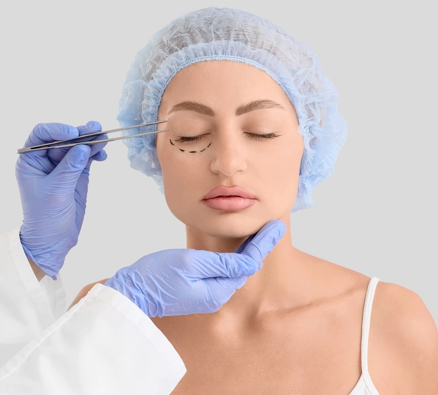 Close-up of eyelid with medical condition