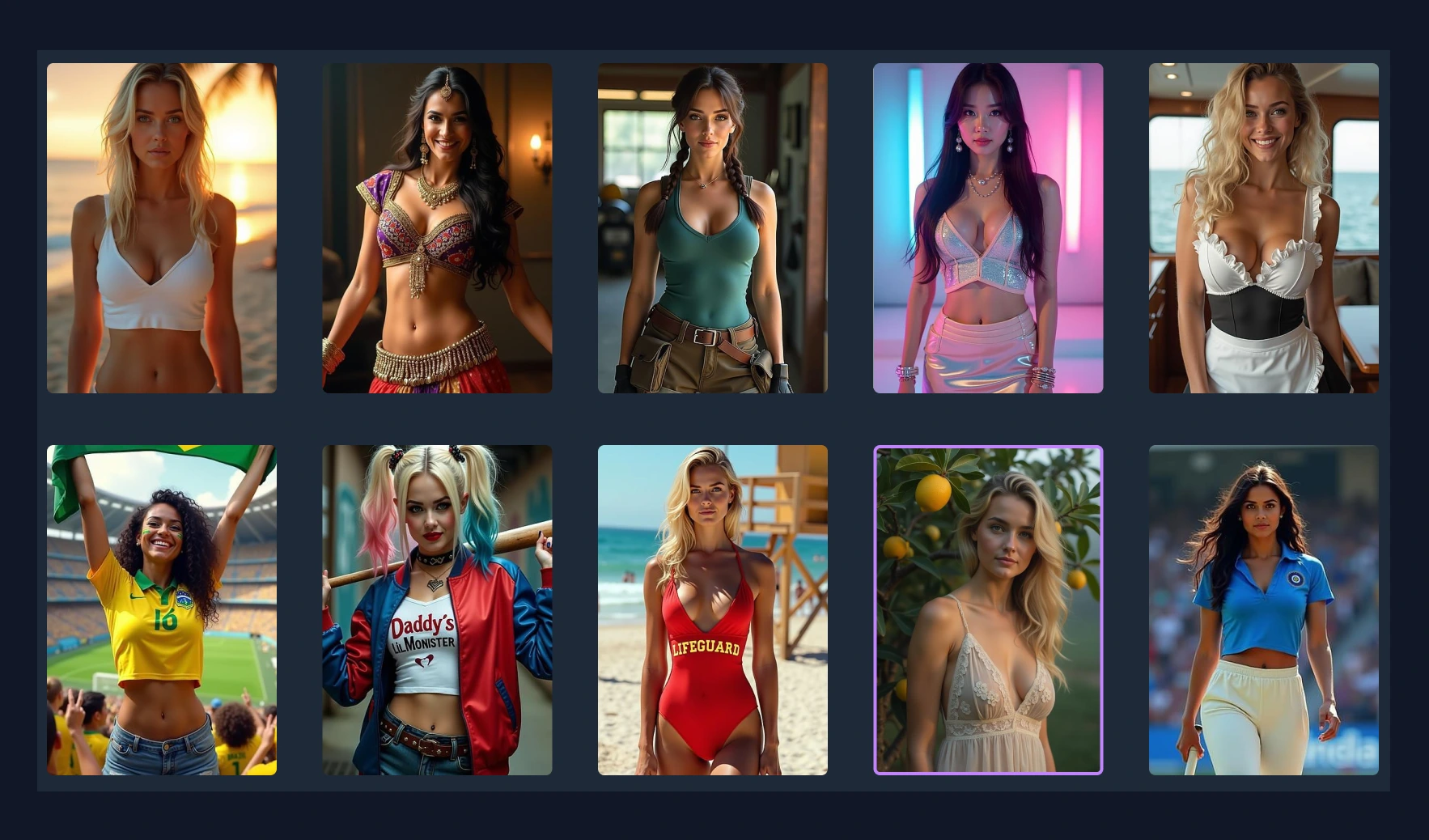 A photo of AI girlfriends and models of Undressly AI. Users can create an account on Undressly AI and choose images that they want to undress and create nudes. This app is completely safe to use and is anonymous. There are many models and girlfriends to choose from starting from anime characters, chubby girls, milfs, young and small girls.