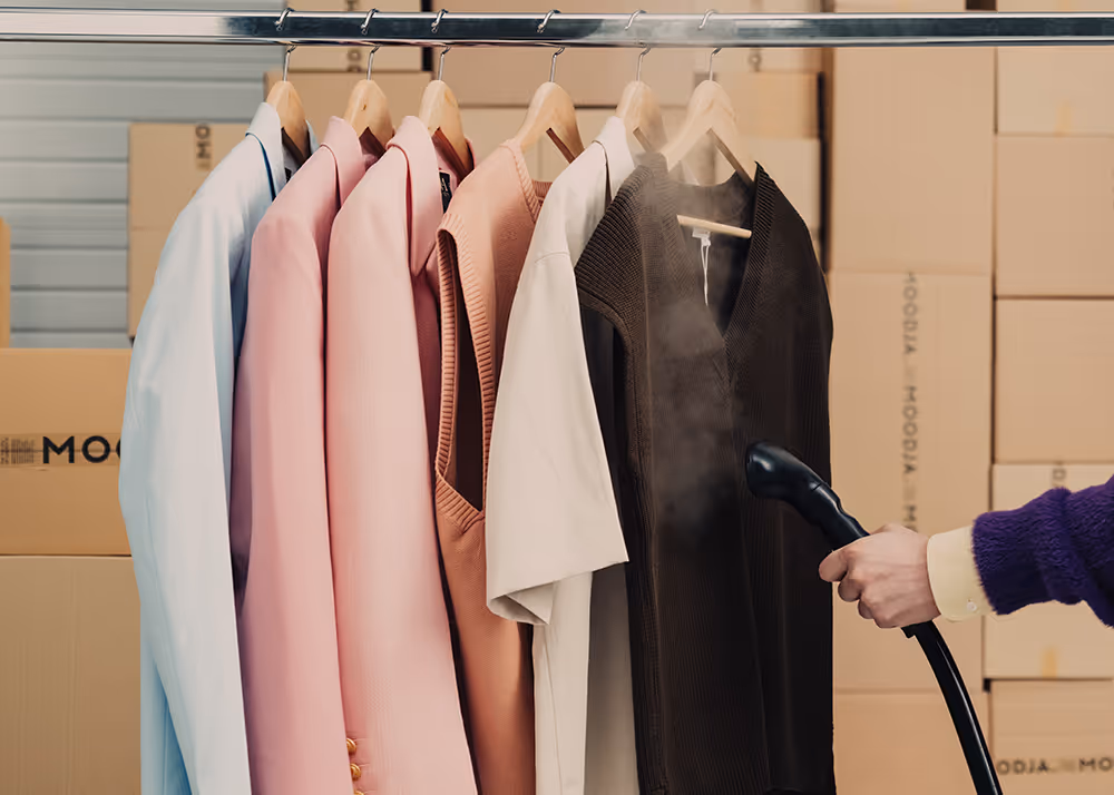 3PL Logstik für Fashion, Dampfreiniger glättet Kleidung