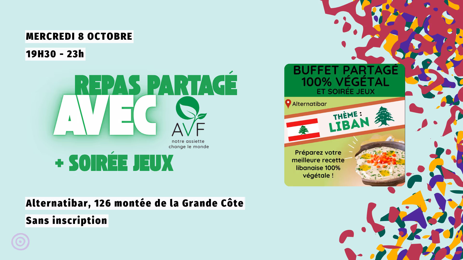 Repas partagé végane avec l'AVF 69
