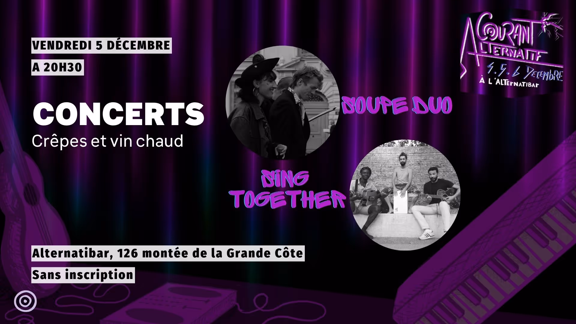 COURANT ALTERNATIF JOUR 2 : Concerts Soupe Duo / Sing Together