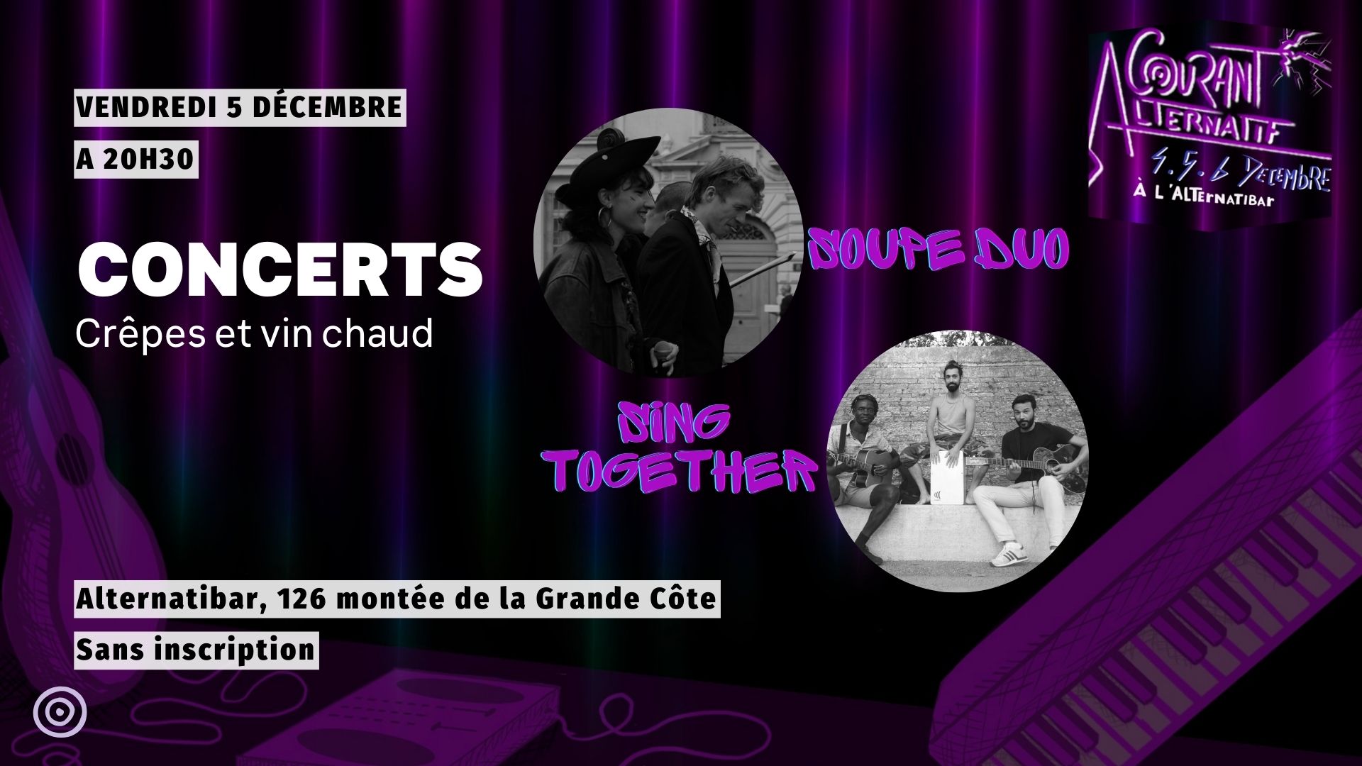 COURANT ALTERNATIF JOUR 2 : Concerts Soupe Duo / Sing Together
