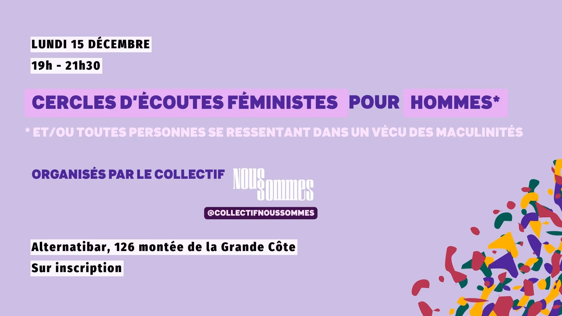 Cercles d’écoutes Féministes pour hommes