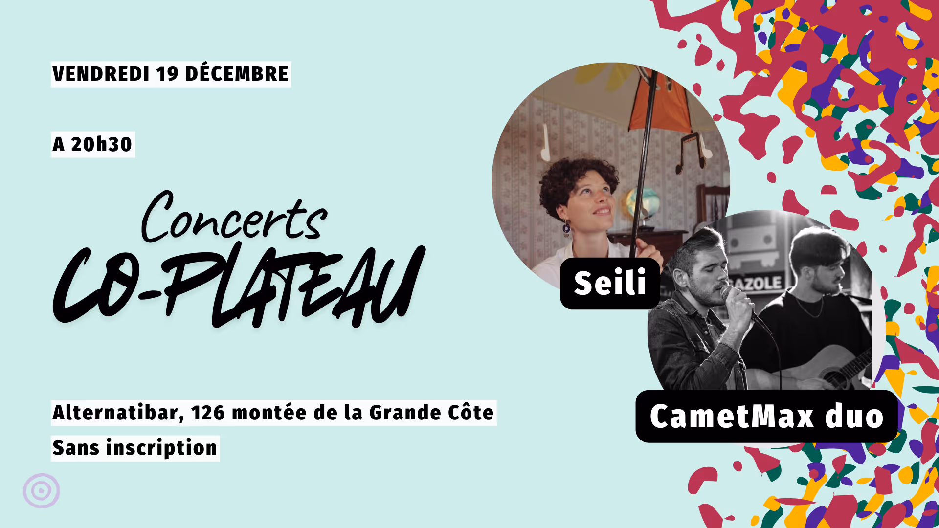 Concert co-plateau : CamilleetMax duo / Seili