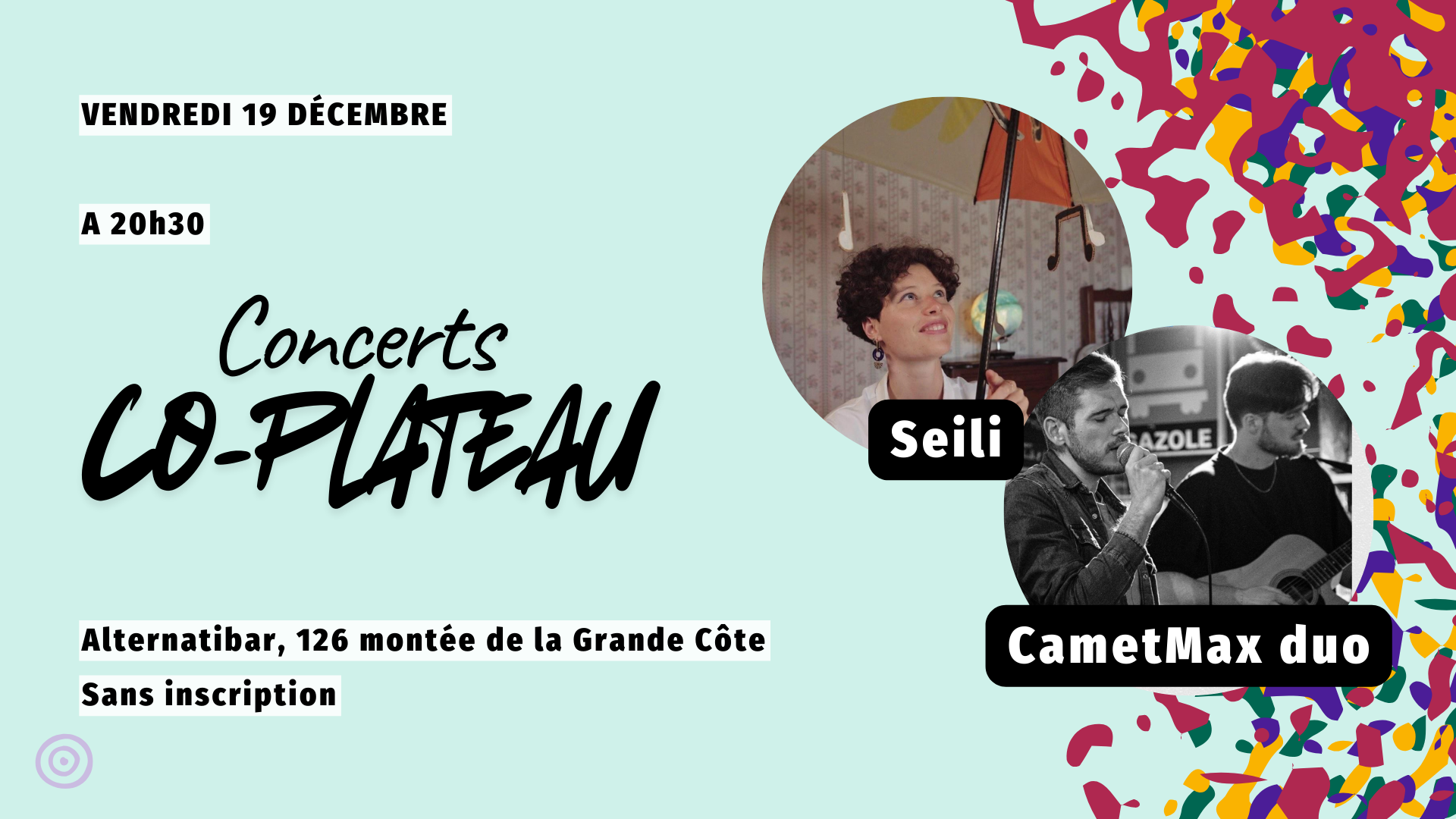 Concert co-plateau : CamilleetMax duo / Seili