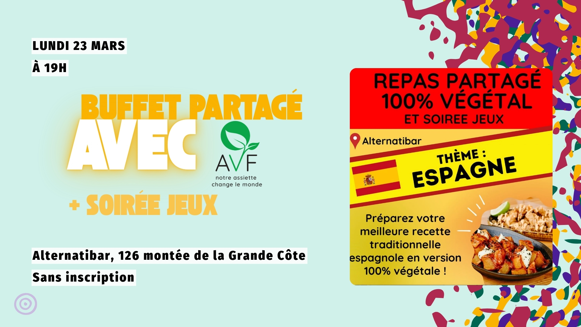 Buffet partagé végane AVF69 