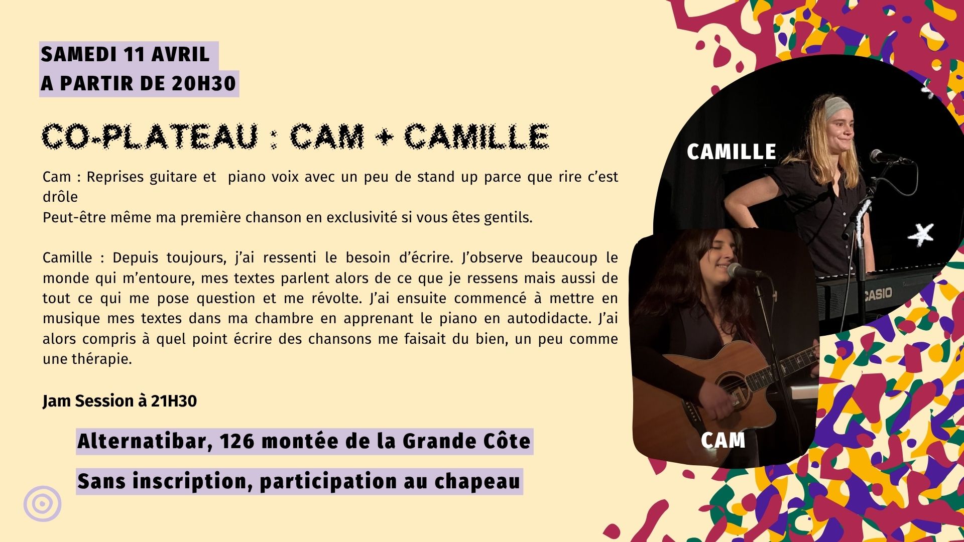 Co-plateau : Cam + Camille 