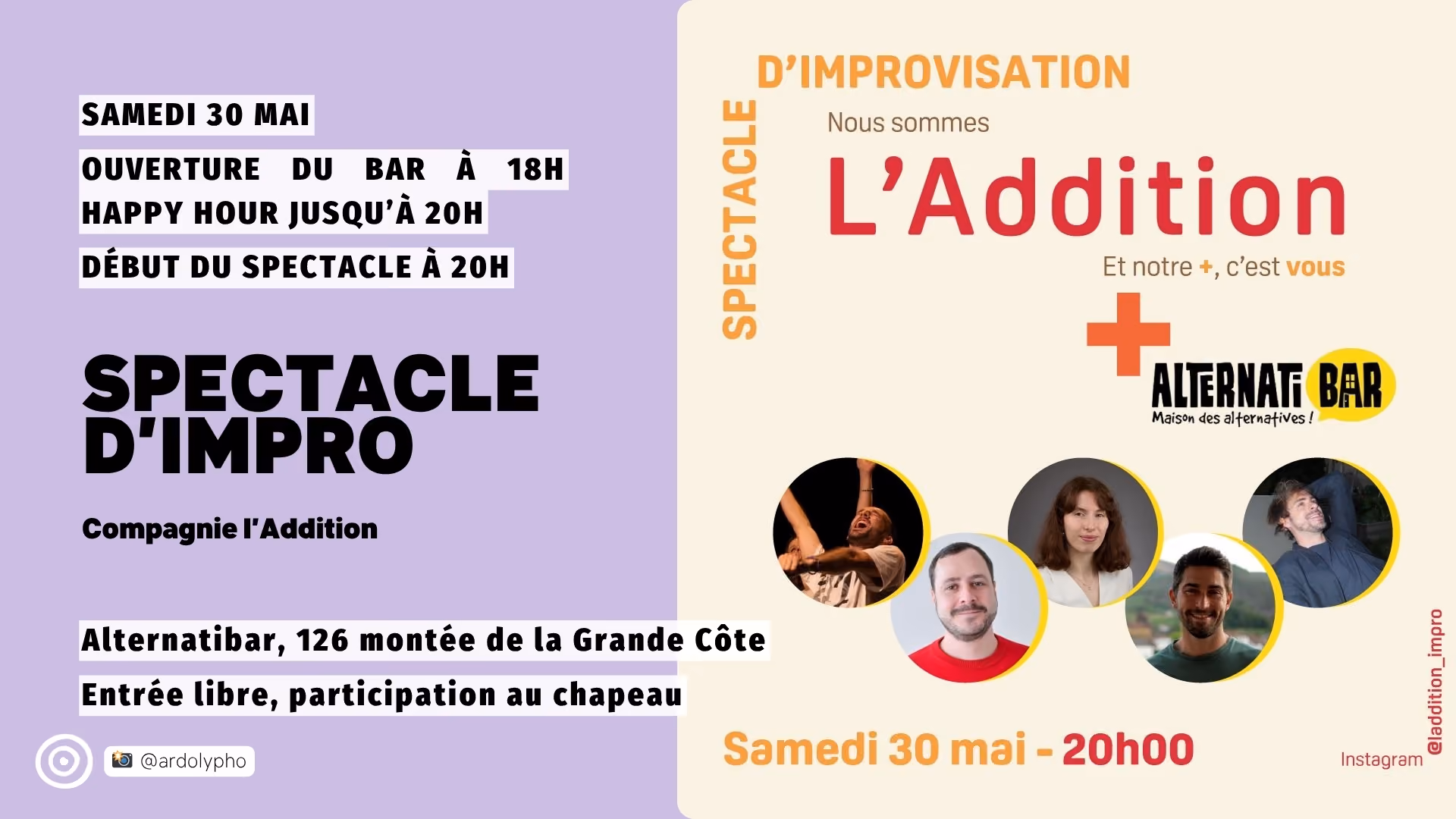 Spectacle d’impro, compagnie l’Addition