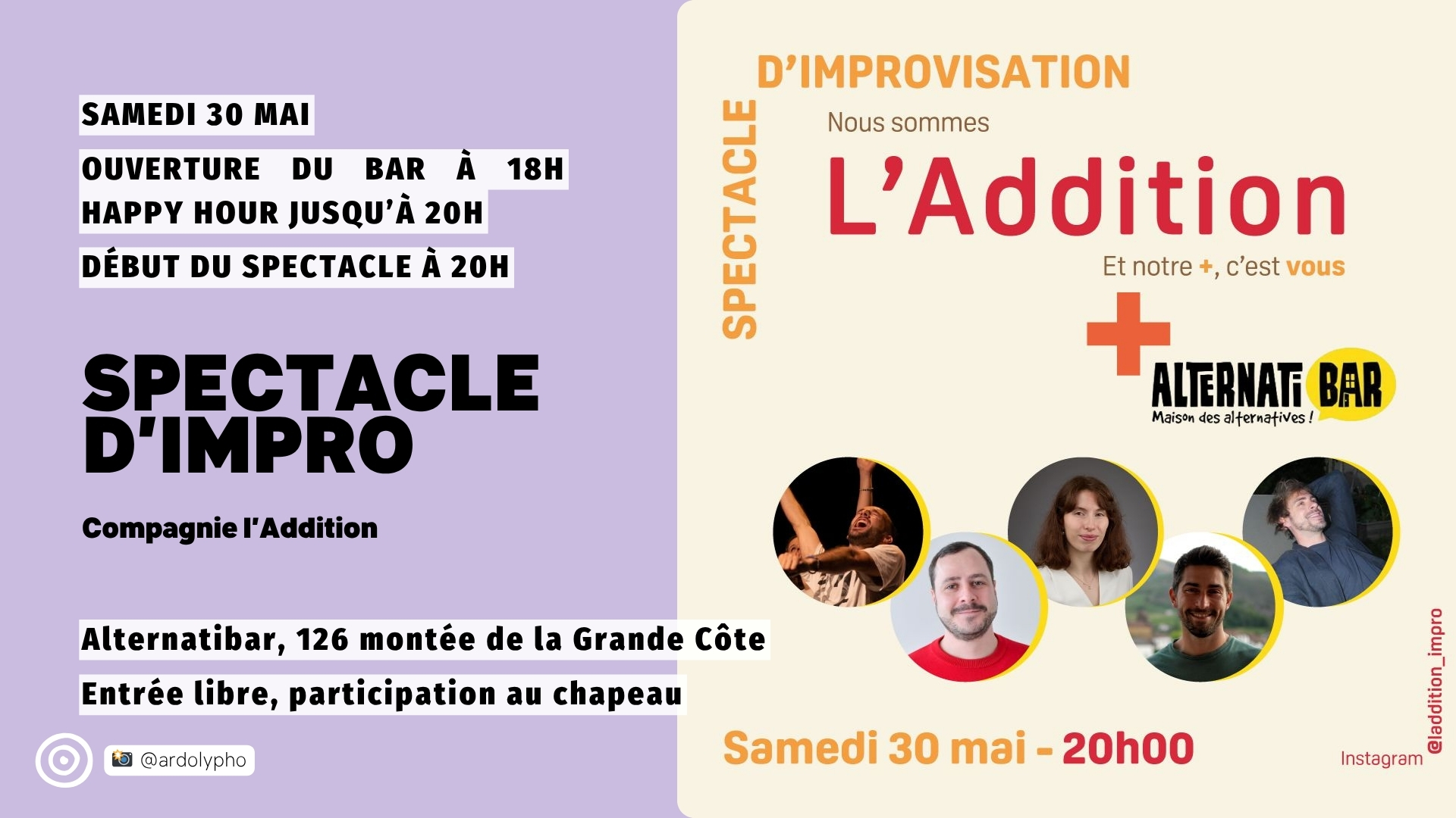 Spectacle d’impro, compagnie l’Addition
