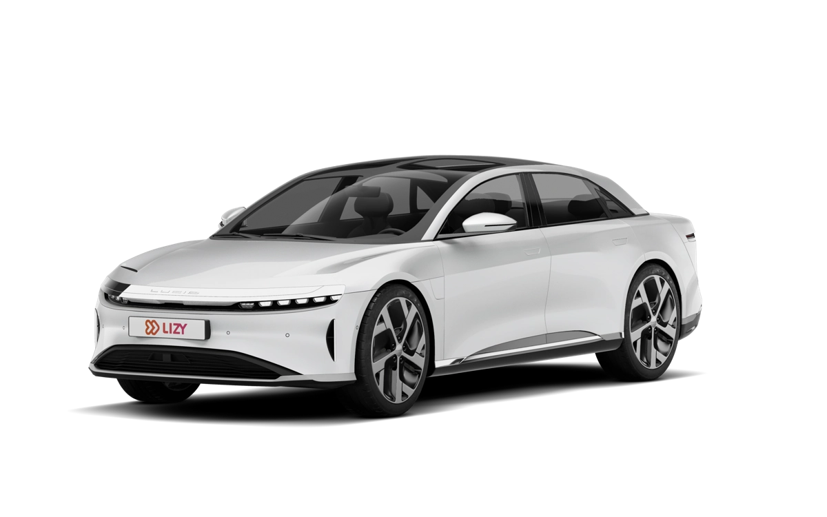 Lucid Air Grand Touring in zilver, de elektrische auto met de grootste actieradius