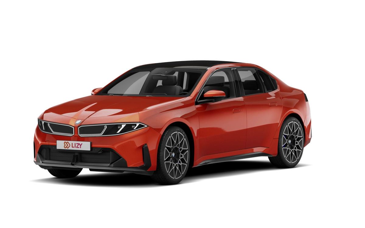 BMW i3 50 xDrive sedan in oranje, elektrische auto met 906 kilometer actieradius