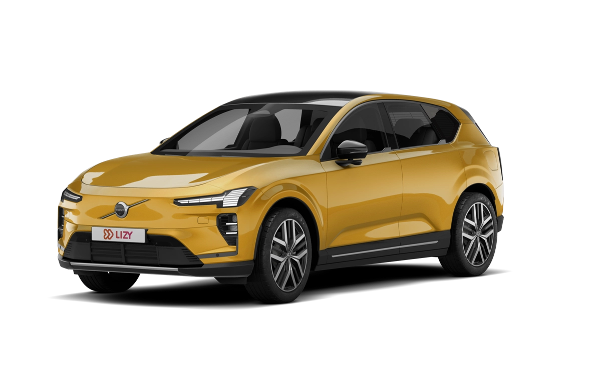 Volvo EX60 P12 AWD in geel, laadt met 400 kilowatt en haalt 810 kilometer