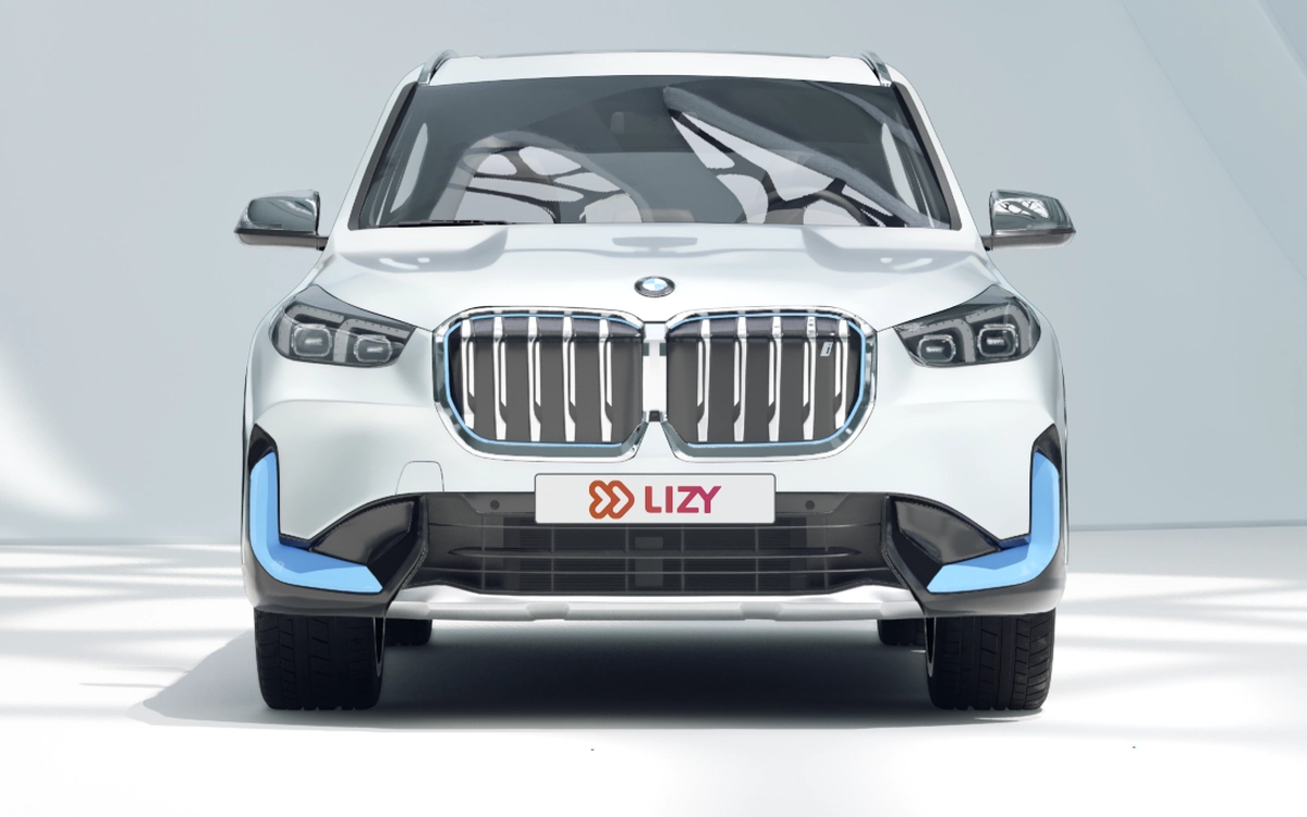 BMW iX1 in wit, vooraanzicht