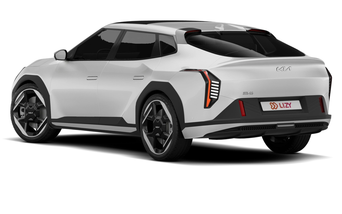Kia EV4 driekwart achteraanzicht