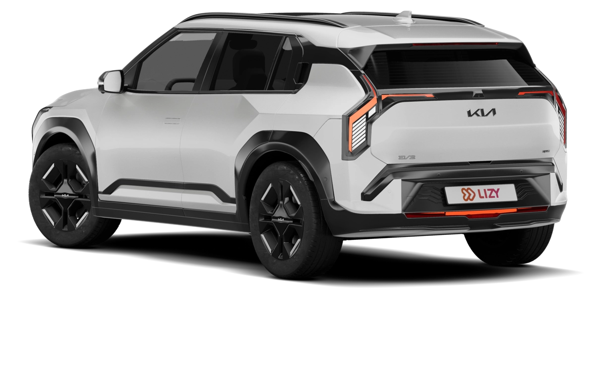 Kia EV3 driekwart achteraanzicht