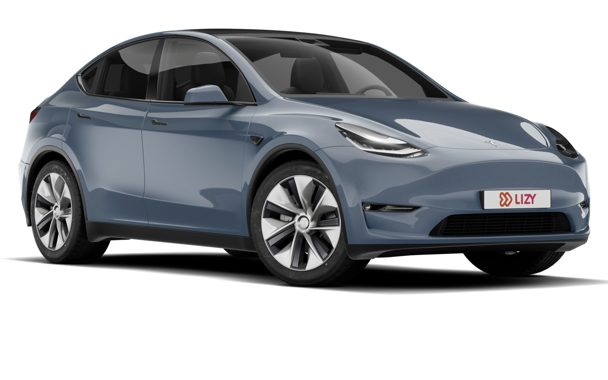 Tesla Model Y, driekwart vooraanzicht