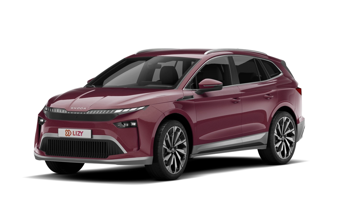 Pruimkleurige Škoda Enyaq met 1.710 liter laadruimte