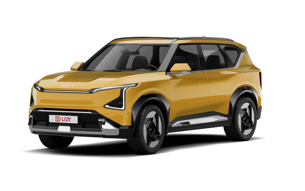 Gele Kia EV5 met 410 kilometer praktijkbereik