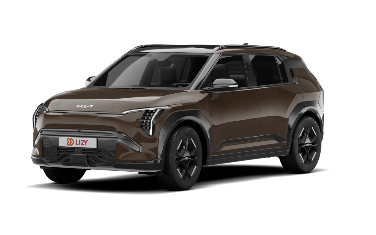 Bruine Kia EV3 als compacte elektrische auto met grote actieradius