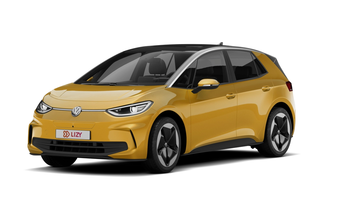 Gele Volkswagen ID.3 als compacte elektrische auto voor woon-werkverkeer