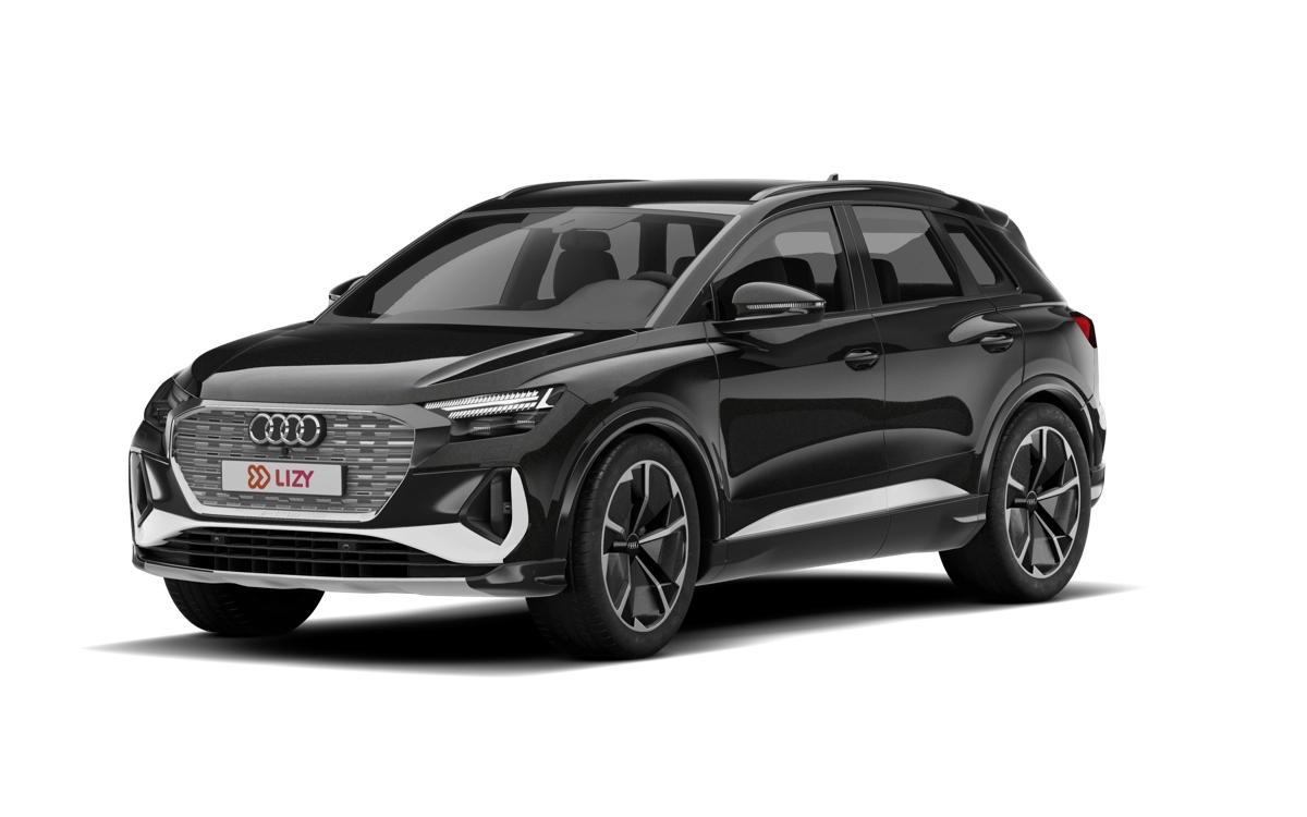 Zwarte Audi Q4 e-tron als premium elektrische auto voor MKB en zzp'ers