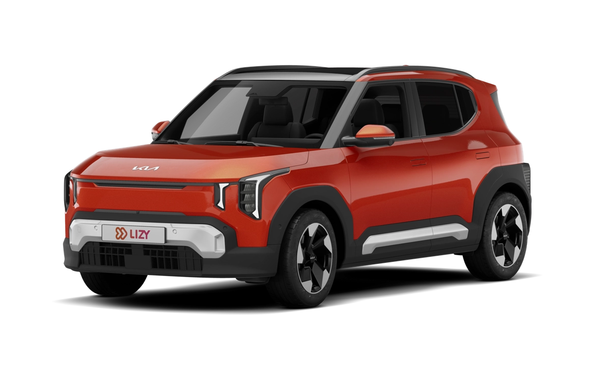 Oranje Kia EV2 als compacte zakelijke leaseauto met lage bijtelling